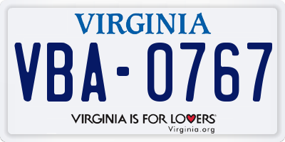 VA license plate VBA0767