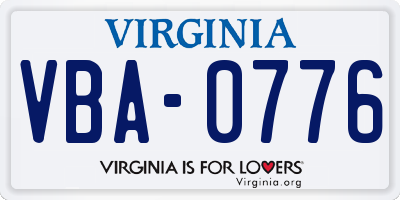 VA license plate VBA0776