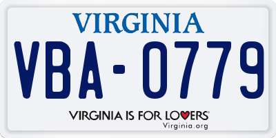VA license plate VBA0779