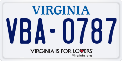 VA license plate VBA0787