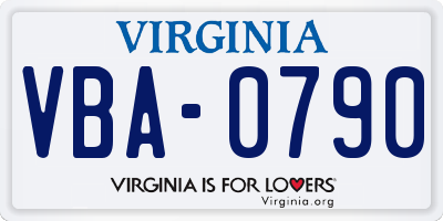VA license plate VBA0790