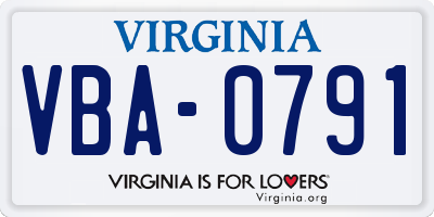 VA license plate VBA0791