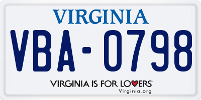 VA license plate VBA0798