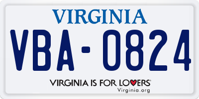 VA license plate VBA0824