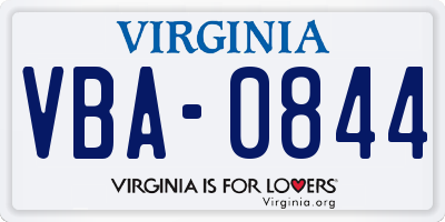 VA license plate VBA0844