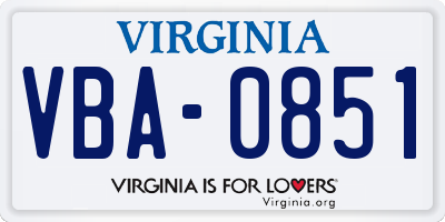 VA license plate VBA0851