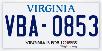 VA license plate VBA0853