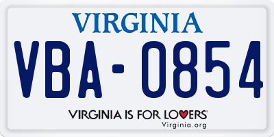 VA license plate VBA0854