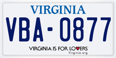 VA license plate VBA0877