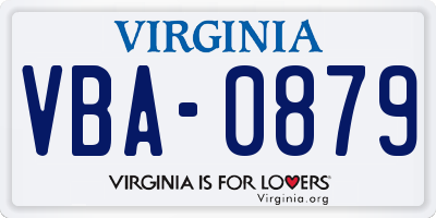 VA license plate VBA0879