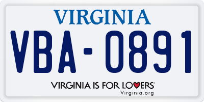 VA license plate VBA0891