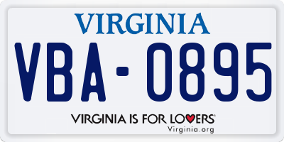 VA license plate VBA0895