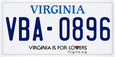 VA license plate VBA0896