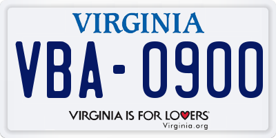 VA license plate VBA0900