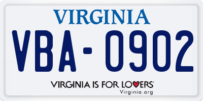 VA license plate VBA0902