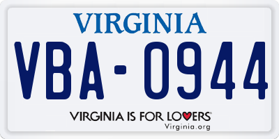 VA license plate VBA0944