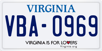 VA license plate VBA0969