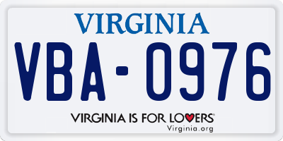 VA license plate VBA0976