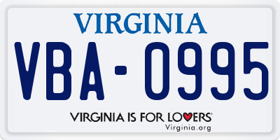 VA license plate VBA0995