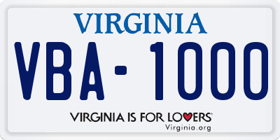 VA license plate VBA1000