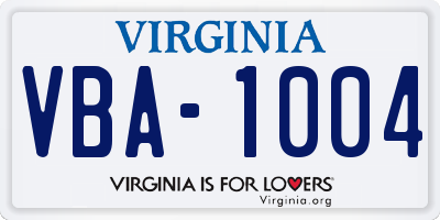 VA license plate VBA1004