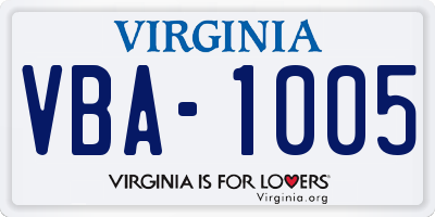 VA license plate VBA1005