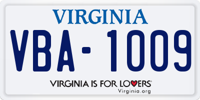 VA license plate VBA1009