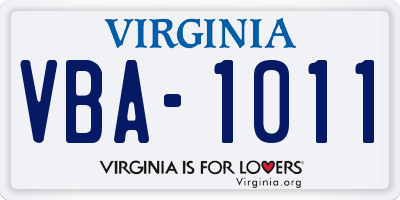 VA license plate VBA1011
