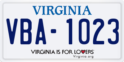 VA license plate VBA1023