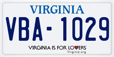 VA license plate VBA1029