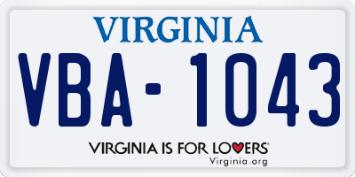 VA license plate VBA1043