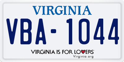 VA license plate VBA1044