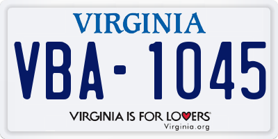 VA license plate VBA1045