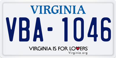 VA license plate VBA1046