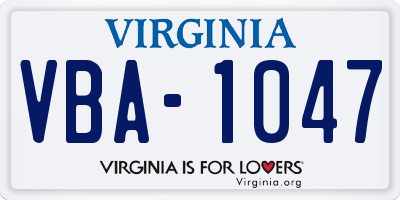 VA license plate VBA1047