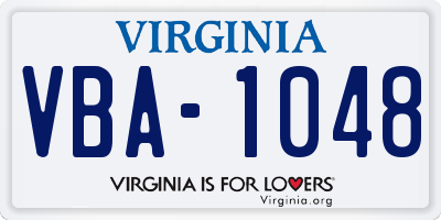VA license plate VBA1048