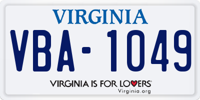 VA license plate VBA1049