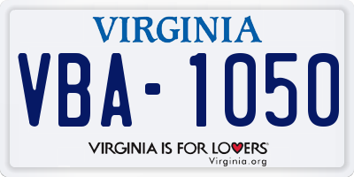 VA license plate VBA1050