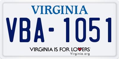 VA license plate VBA1051