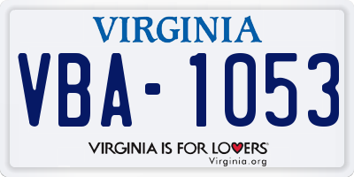VA license plate VBA1053