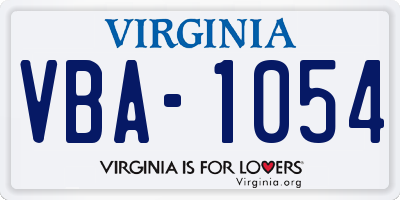 VA license plate VBA1054