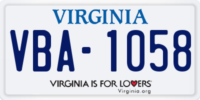 VA license plate VBA1058