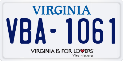 VA license plate VBA1061