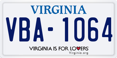 VA license plate VBA1064