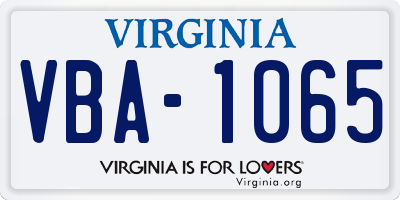 VA license plate VBA1065