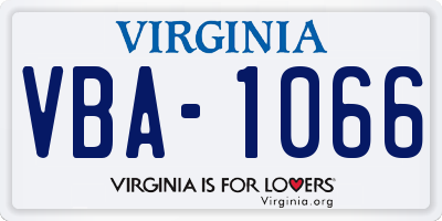 VA license plate VBA1066