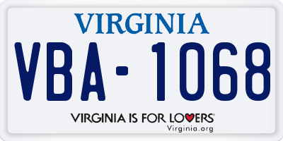 VA license plate VBA1068