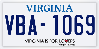 VA license plate VBA1069