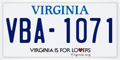 VA license plate VBA1071