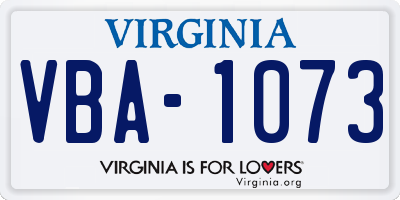 VA license plate VBA1073